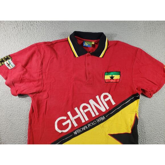 Star Company Shirt Men's XL Extra Large Red Ghana Polo Team Lake Volta World Cup - Picture 3 of 12